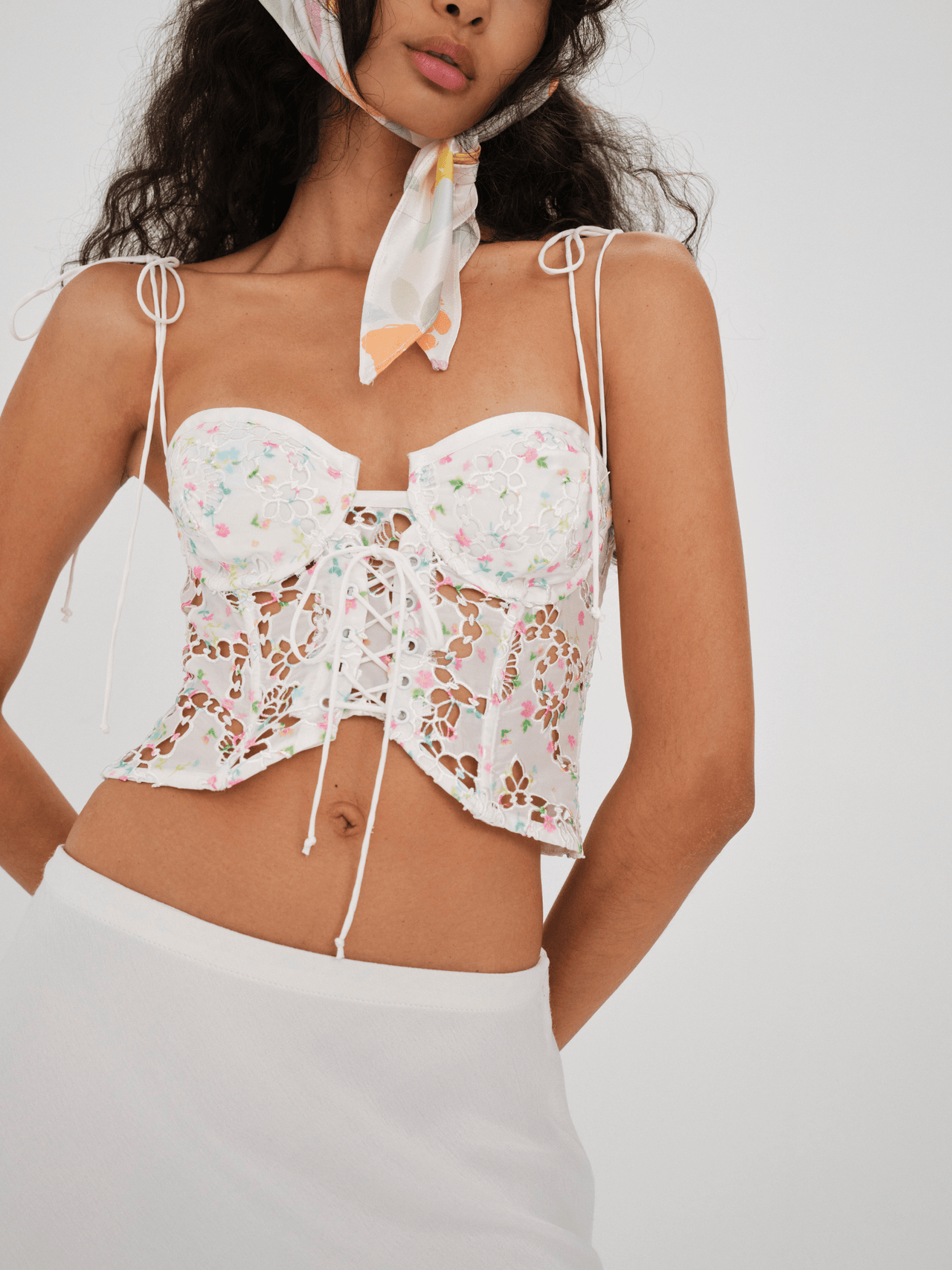 Kyra Crop Top White, Tops Blouses by For Love & Lemons | LIT Boutique