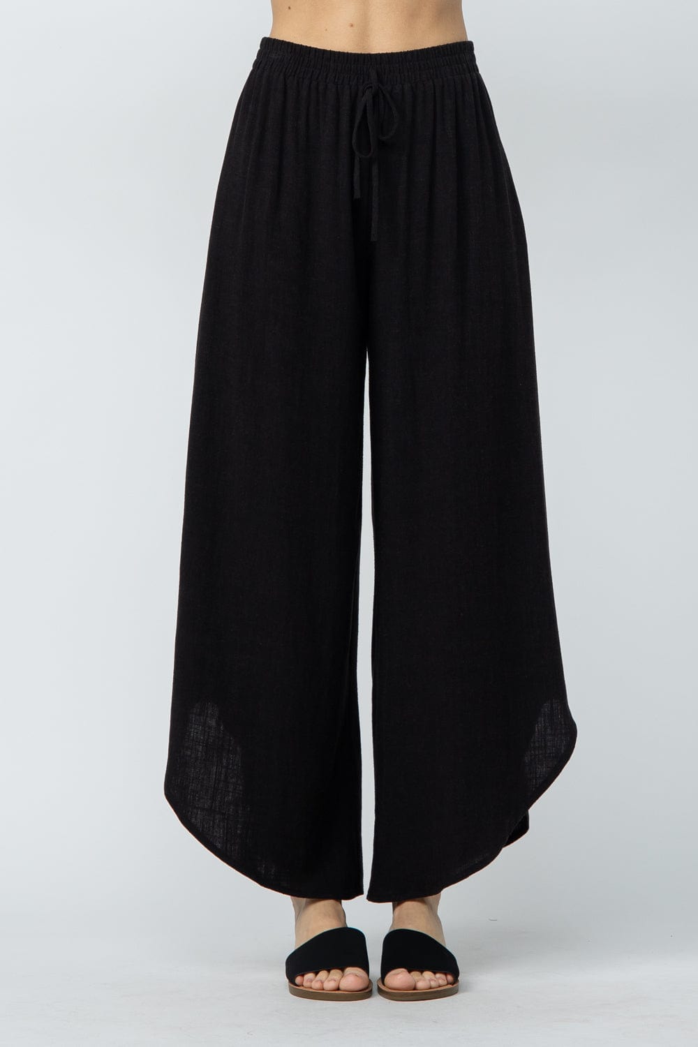Lainey Linen Curved Hem Pants Black, Bottoms by Stone & Salt | LIT Boutique