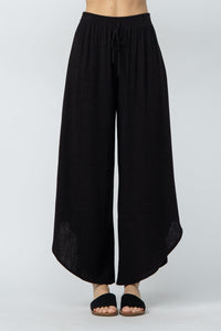 Thumbnail for Lainey Linen Curved Hem Pants Black, Bottoms by Stone & Salt | LIT Boutique