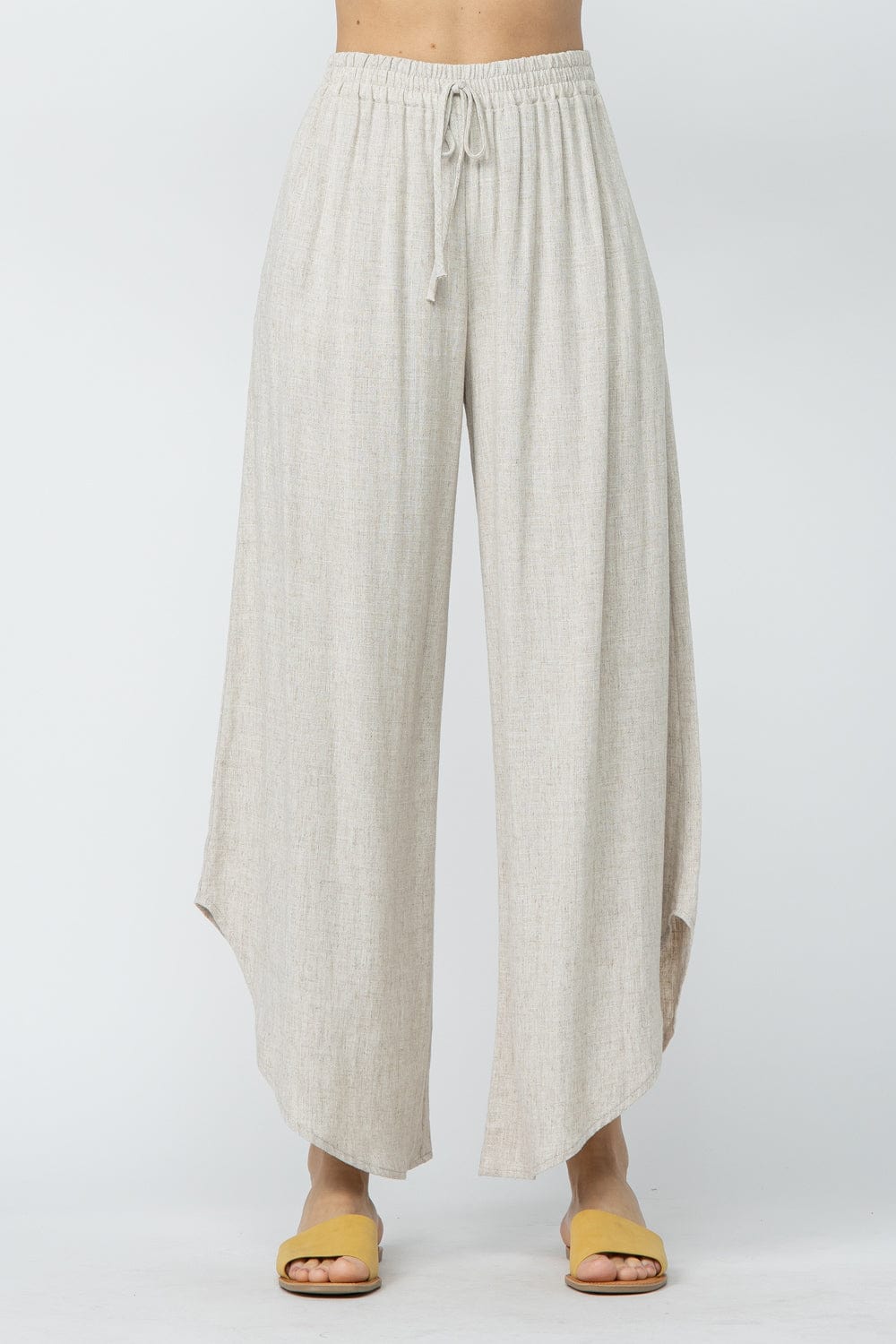Lainey Linen Curved Hem Pants Oatmeal, Bottoms by Stone & Salt | LIT Boutique