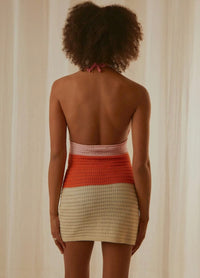 Thumbnail for Last Sunset Hour Crochet Mini Dress Pink/Orange, Dress by PepperMayo | LIT Boutique