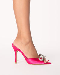 Thumbnail for Leilah Bow Heel Raspberry Satin, Shoes by Billini Shoes | LIT Boutique