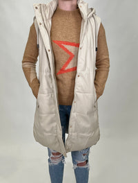 Thumbnail for Leo Zip Up Puffer Vest Beige, Jacket by Love Token | LIT Boutique