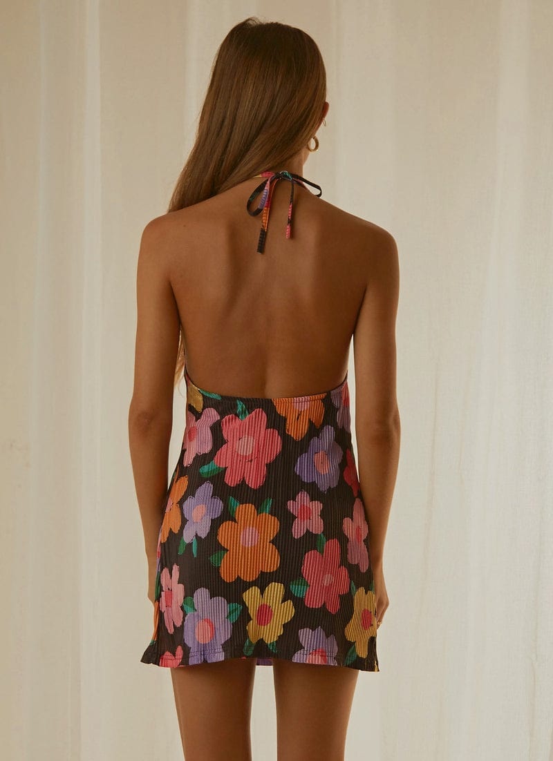 Love From Europe Halter Dress Noir Bloom, Dress by PepperMayo | LIT Boutique