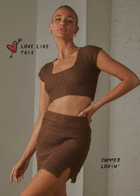Thumbnail for Love Like This Crochet Crop Top Chocolate Brown, Tops Blouses by PepperMayo | LIT Boutique