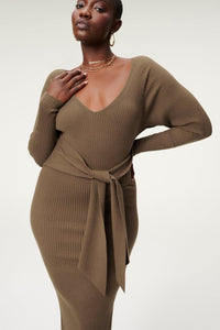Thumbnail for LS Belted Body Dress Sepia, Dress by Good American | LIT Boutique