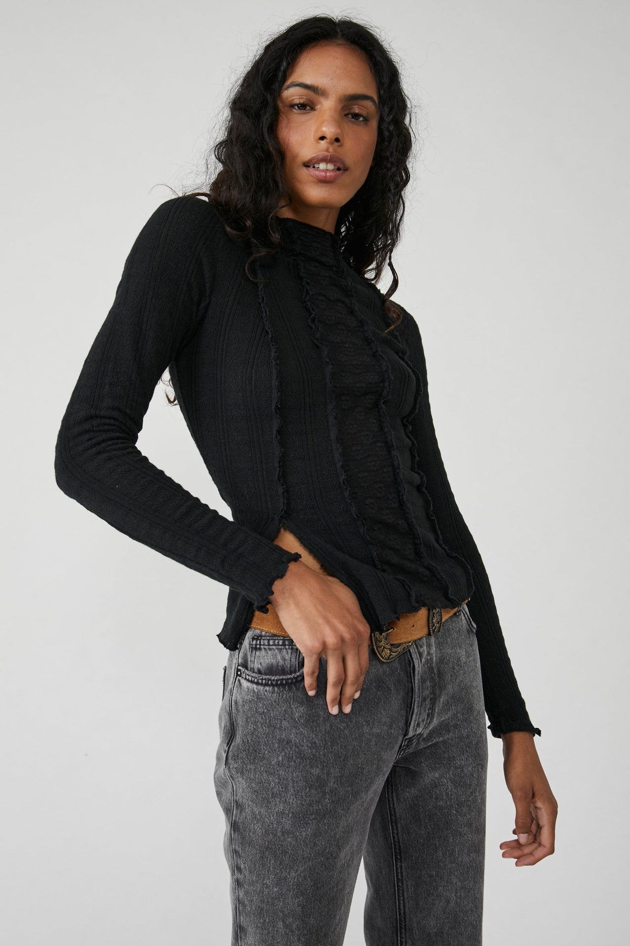 Lula Knit Top Washed Black, Tee Casuals by Free People | LIT Boutique