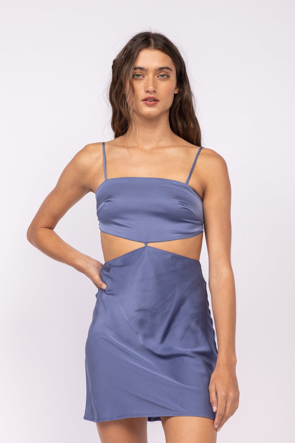Luna Cutout Mini Dress Steel Blue, Dresses by ReFine | LIT Boutique