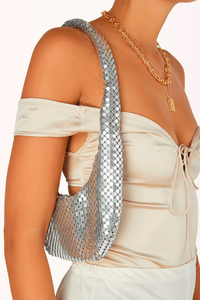Thumbnail for Luna Shoulder Bag Silver Glow Mesh, Handbags by Billini Shoes | LIT Boutique
