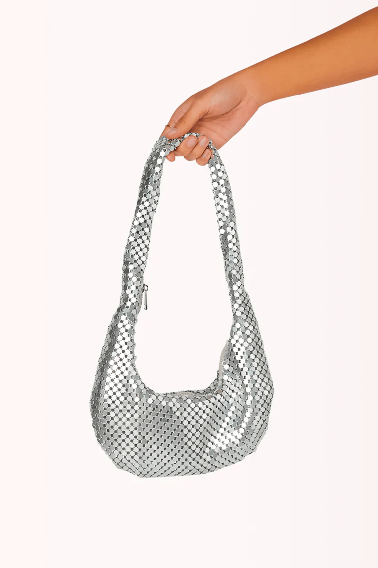Luna Shoulder Bag Silver Glow Mesh, Handbags by Billini Shoes | LIT Boutique