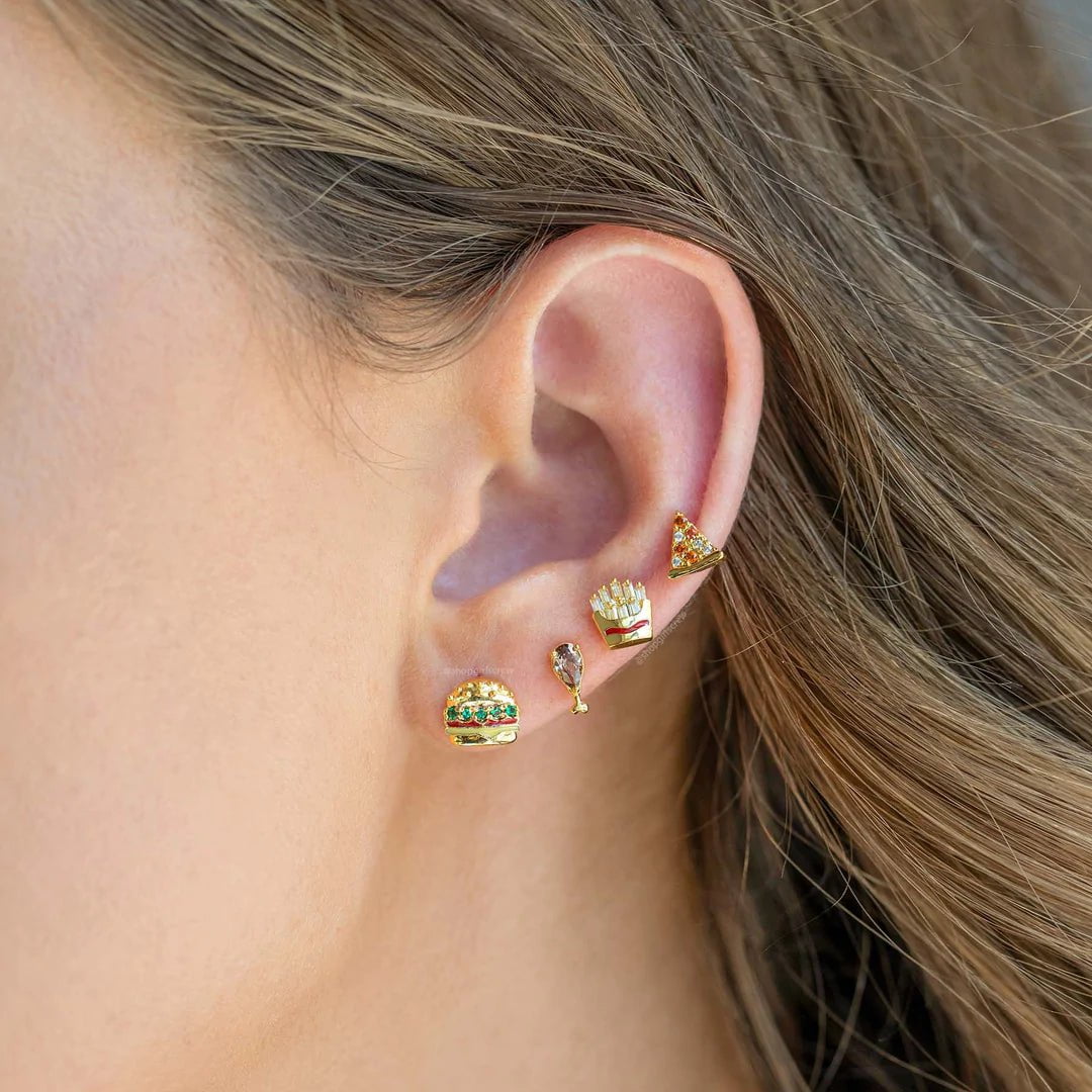 Lunch Is On Us Gold Stud Set, Earrings by GirlsCrew | LIT Boutique