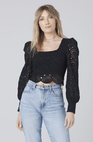 Madison Long Sleeve Top Black, Tops Blouses by Saltwater Luxe | LIT Boutique