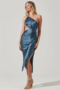 Thumbnail for Martina Asymmetrical Midi Dress Slate Blue, Dress by ASTR | LIT Boutique