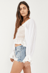 Thumbnail for Megan Crochet Top Ivory, Tops Blouses by Free People | LIT Boutique