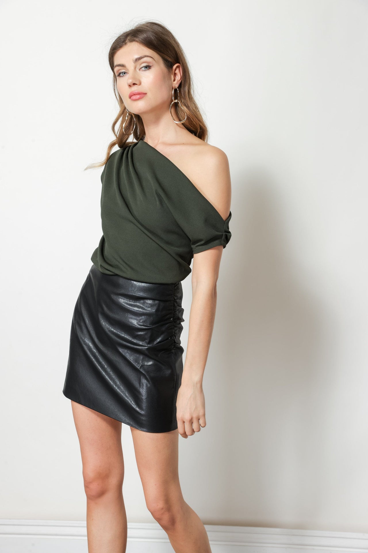 Mika Asymmetrical Mini Skirt Black, Bottoms by Line and Dot | LIT Boutique