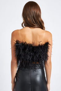 Thumbnail for Millie Feathered Bustier Black, Tops Blouses by En Saison | LIT Boutique