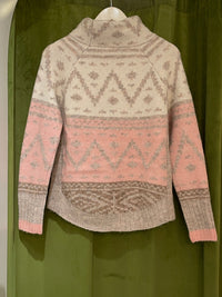 Thumbnail for Mindy Fair Isle Cowl Neck Sweater Pink, Sweater by RD Style | LIT Boutique