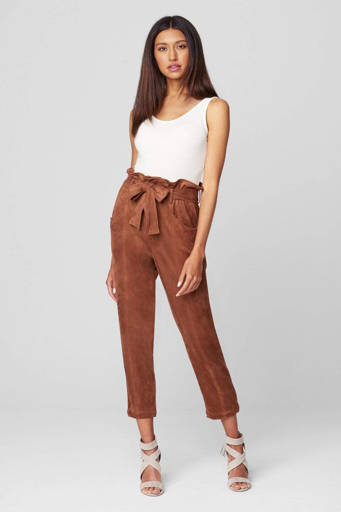 Mocha Brownie Tie Flowy Pants, Bottoms by Blank NYC | LIT Boutique