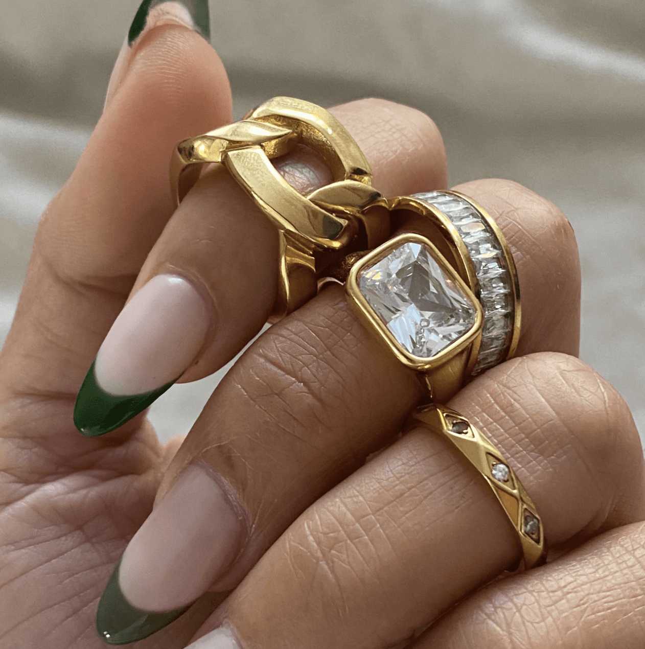 Morgan Diamond Baguette Ring Gold, Ring by Ellie Vail | LIT Boutique