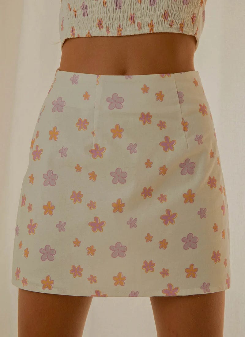 Morning Market Mini Skirt Pink Wild Poppies, Skirt by PepperMayo | LIT Boutique