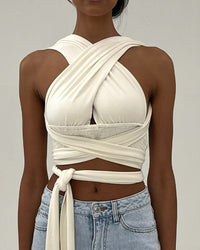 Thumbnail for Multi Way Tie Top Whisper White, Tops Blouses by We Wore What | LIT Boutique