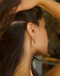 Thumbnail for Nadia Clear Gold Square Vintage Hoop Earrings, Earrings by Jurate | LIT Boutique