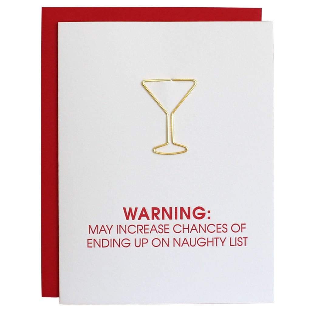 Naughty List Martini Paper Clip Card, Gift by Chez Gagne | LIT Boutique
