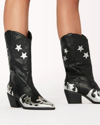 Thumbnail for Nico Metallic Contrast Cowboy Boot Black/Silver, Shoes by Billini Shoes | LIT Boutique