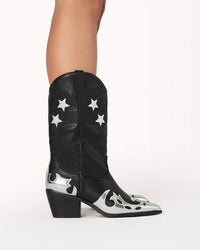 Thumbnail for Nico Metallic Contrast Cowboy Boot Black/Silver, Shoes by Billini Shoes | LIT Boutique