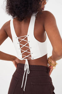 Thumbnail for Nomi Crop Top Ivory, Tops Blouses by For Love & Lemons | LIT Boutique