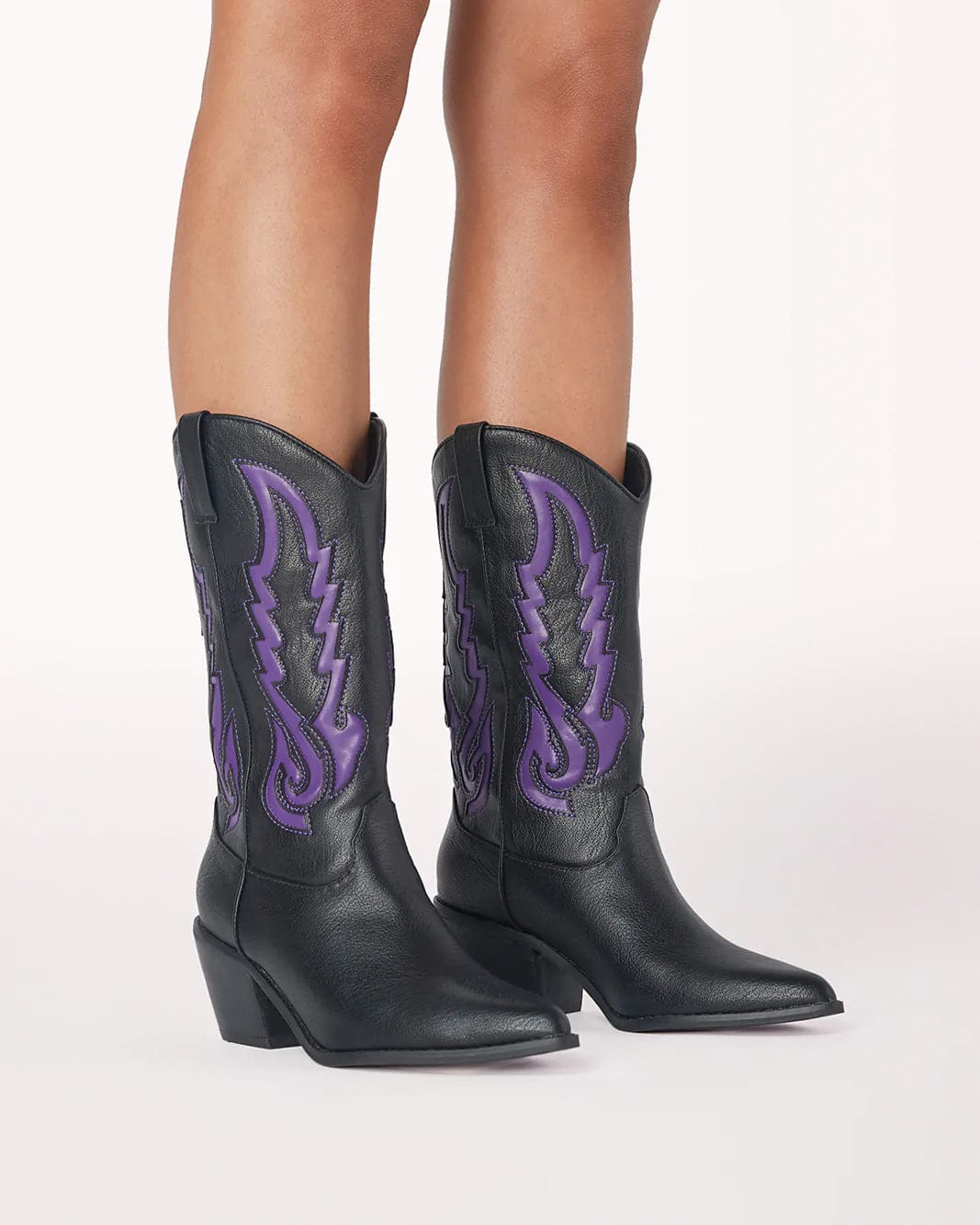 Ladies Boots Purple And Black Boots New Rock Boots Black-Purple