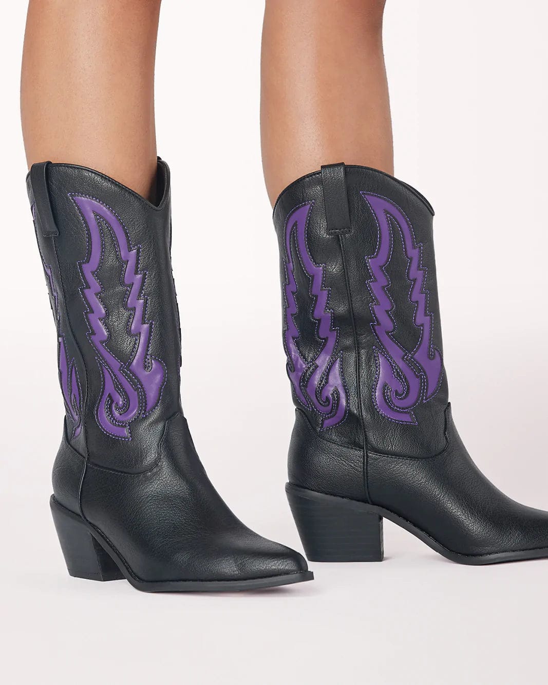 Norva Contrast Cowboy Boots Black/Violet, Shoes by Billini Shoes | LIT Boutique