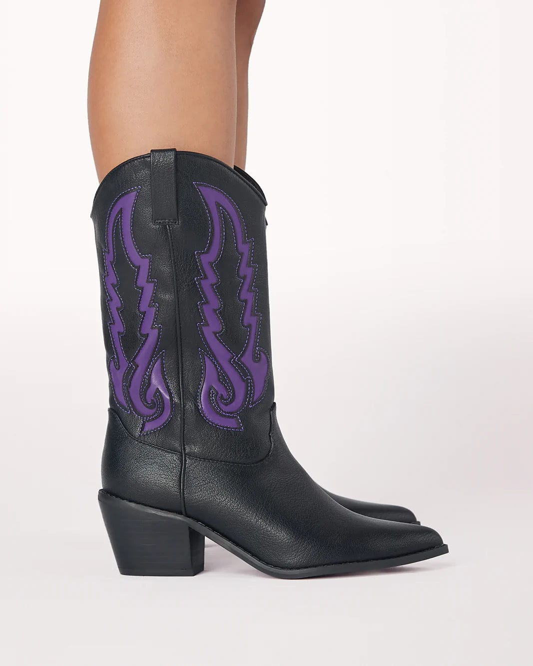 Norva Contrast Cowboy Boots Black/Violet, Shoes by Billini Shoes | LIT Boutique