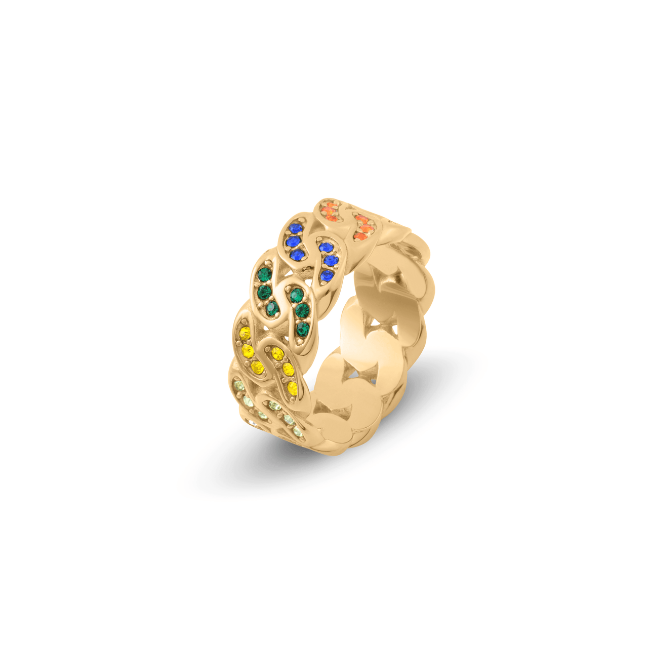 Octavia Rainbow Chain Ring Gold, Ring by Ellie Vail | LIT Boutique