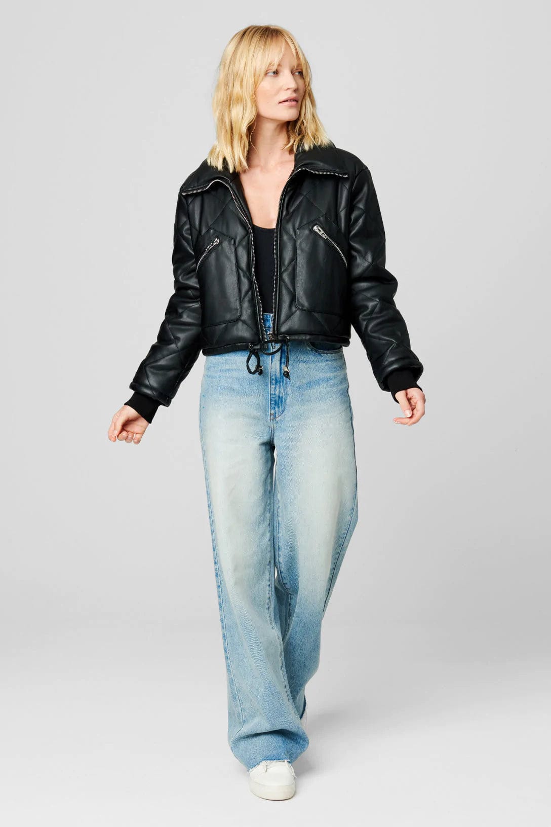 On The Rise Vegan Leather Bomber Jacket, Jacket by Blank NYC | LIT Boutique