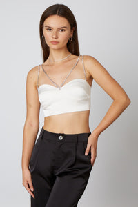 Thumbnail for Orion Rhinestone Crop Top Ivory, Tops Blouses by Cotton Candy | LIT Boutique
