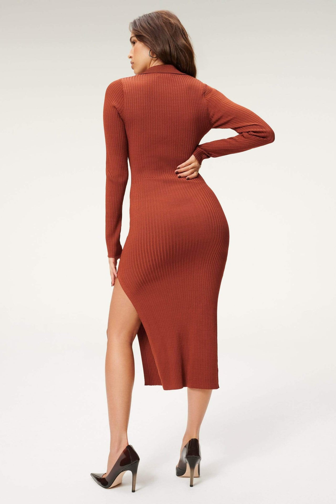Polo Midi Dress Brick, Dress by Good American | LIT Boutique