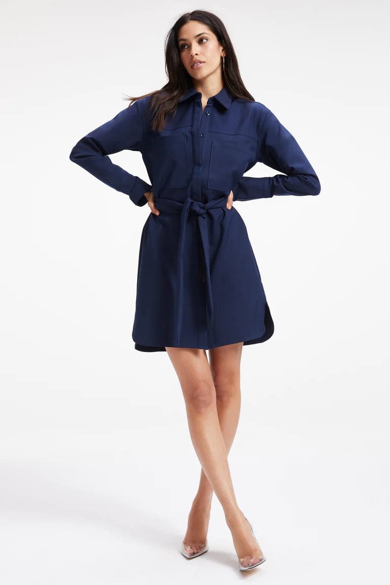 Poplin Shirt Dress Navy, Dress by Good American | LIT Boutique