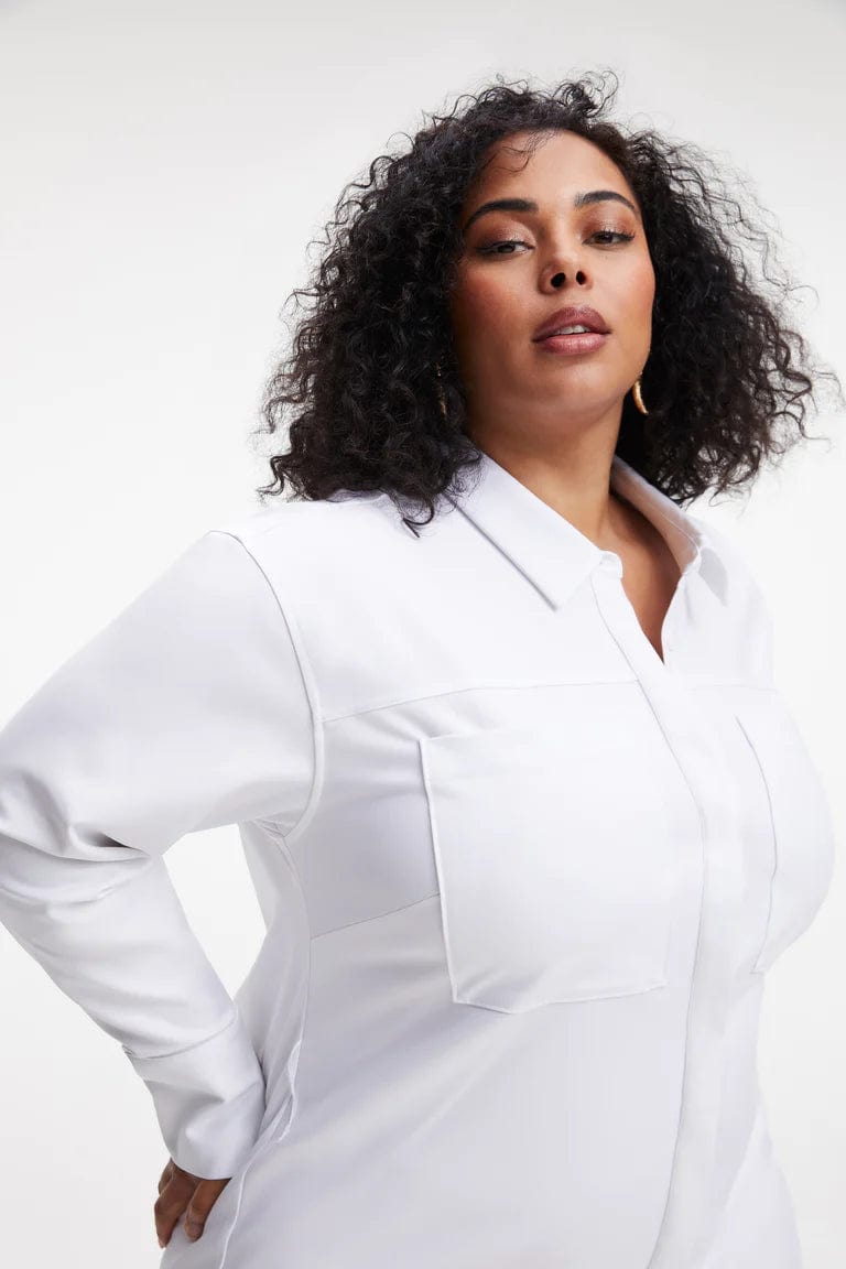Poplin Shirt Dress White, Dress by Good American | LIT Boutique
