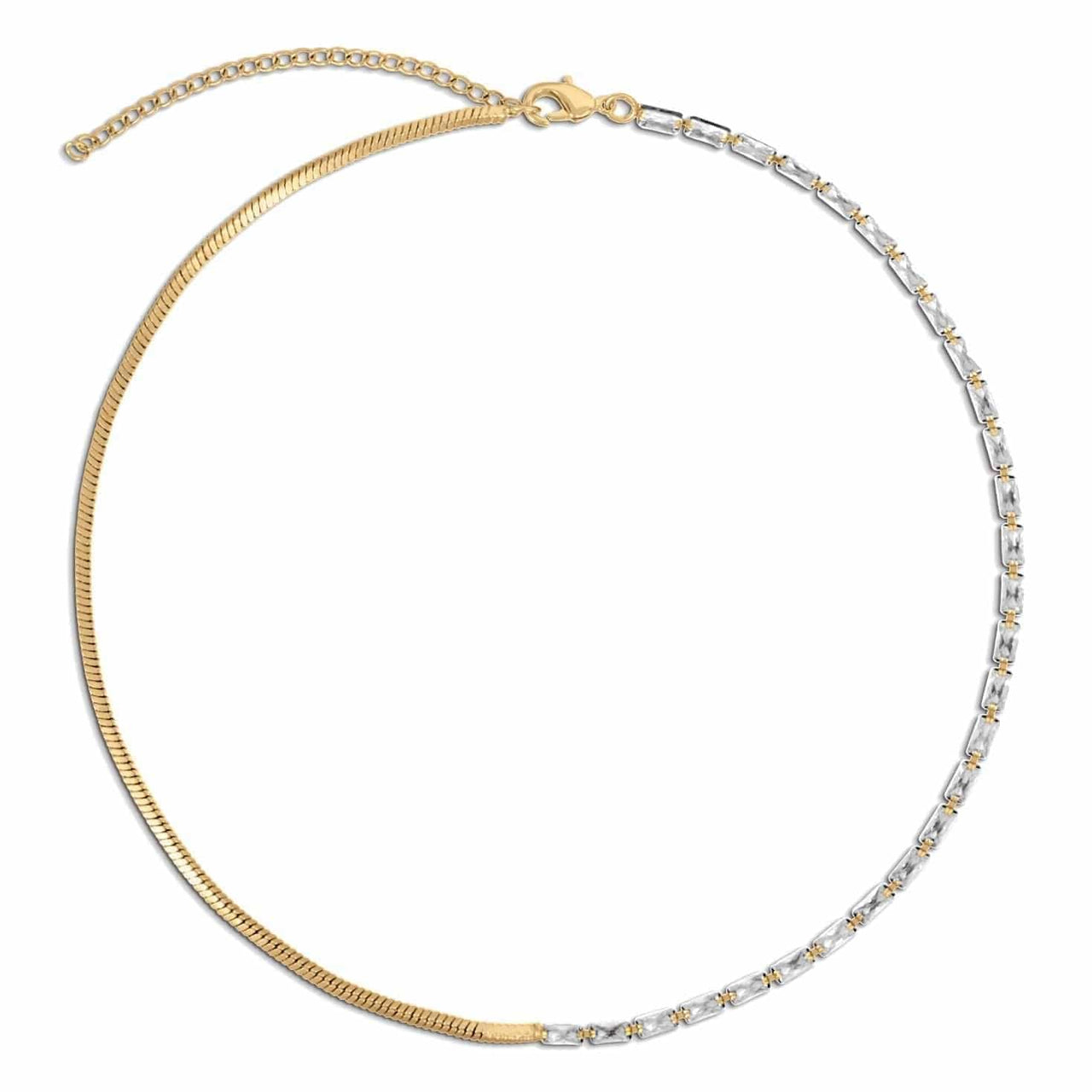 Porsha Baguette Snake Chain Necklace Gold, Necklace by Ellie Vail | LIT Boutique