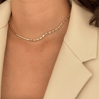 Thumbnail for Porsha Baguette Snake Chain Necklace Gold, Necklace by Ellie Vail | LIT Boutique
