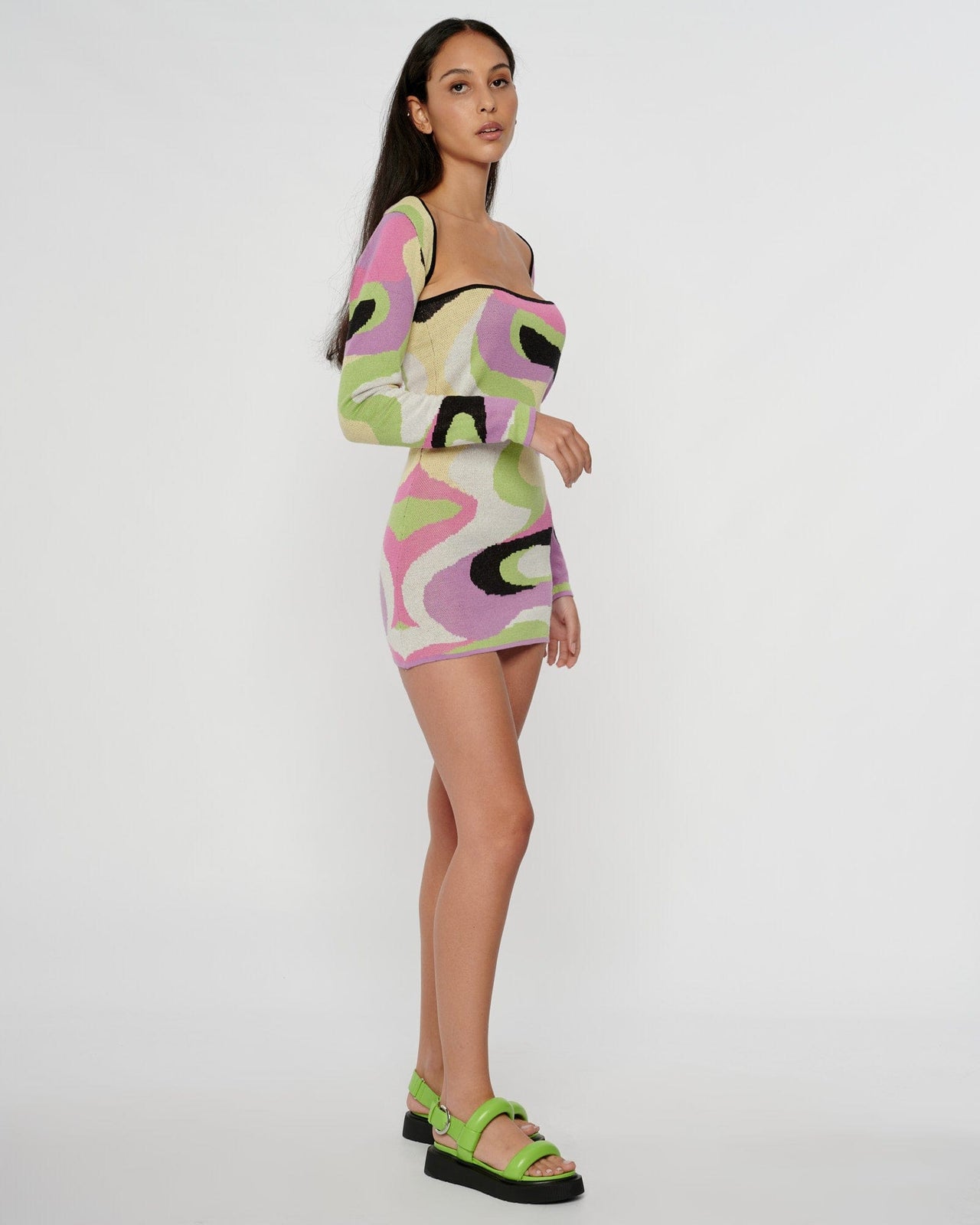 Psychedelic Knit Bandeau Mini Dress Bolero Set, Dress by Another Girl | LIT Boutique