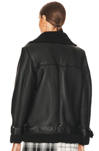 Thumbnail for Quinn Oversized Leather Jacket Black, Jacket by Steve Madden | LIT Boutique