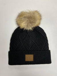Thumbnail for Raya Heather Pom Beanie Black, Hat by C.C | LIT Boutique