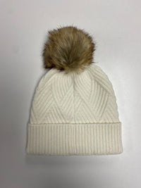 Thumbnail for Raya Heather Pom Beanie White, Hat by C.C | LIT Boutique