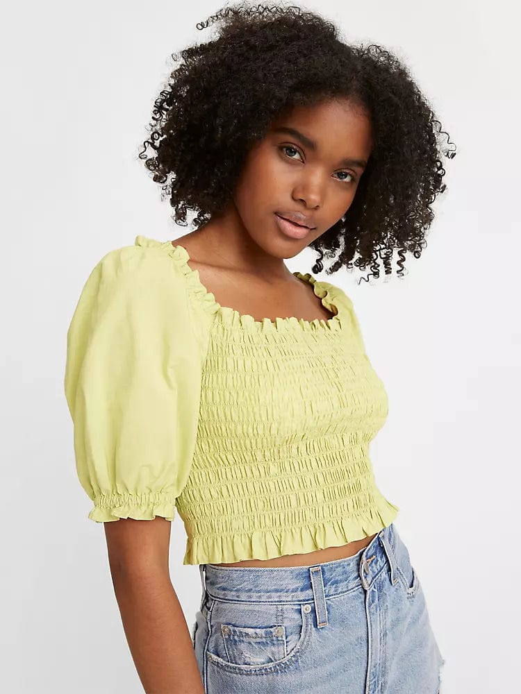 Rey Smocked Short Sleeve Blouse Nile, Tops Blouses by Levi | LIT Boutique