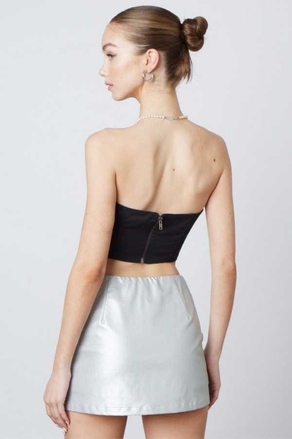 Rhett Faux Leather Mini Skirt Silver, Skirt by Cotton Candy | LIT Boutique