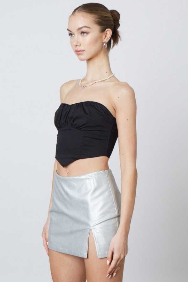 Rhett Faux Leather Mini Skirt Silver, Skirt by Cotton Candy | LIT Boutique