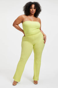 Thumbnail for Ribbed Zip Hem Pant Key Lime, Bottoms by Good American | LIT Boutique
