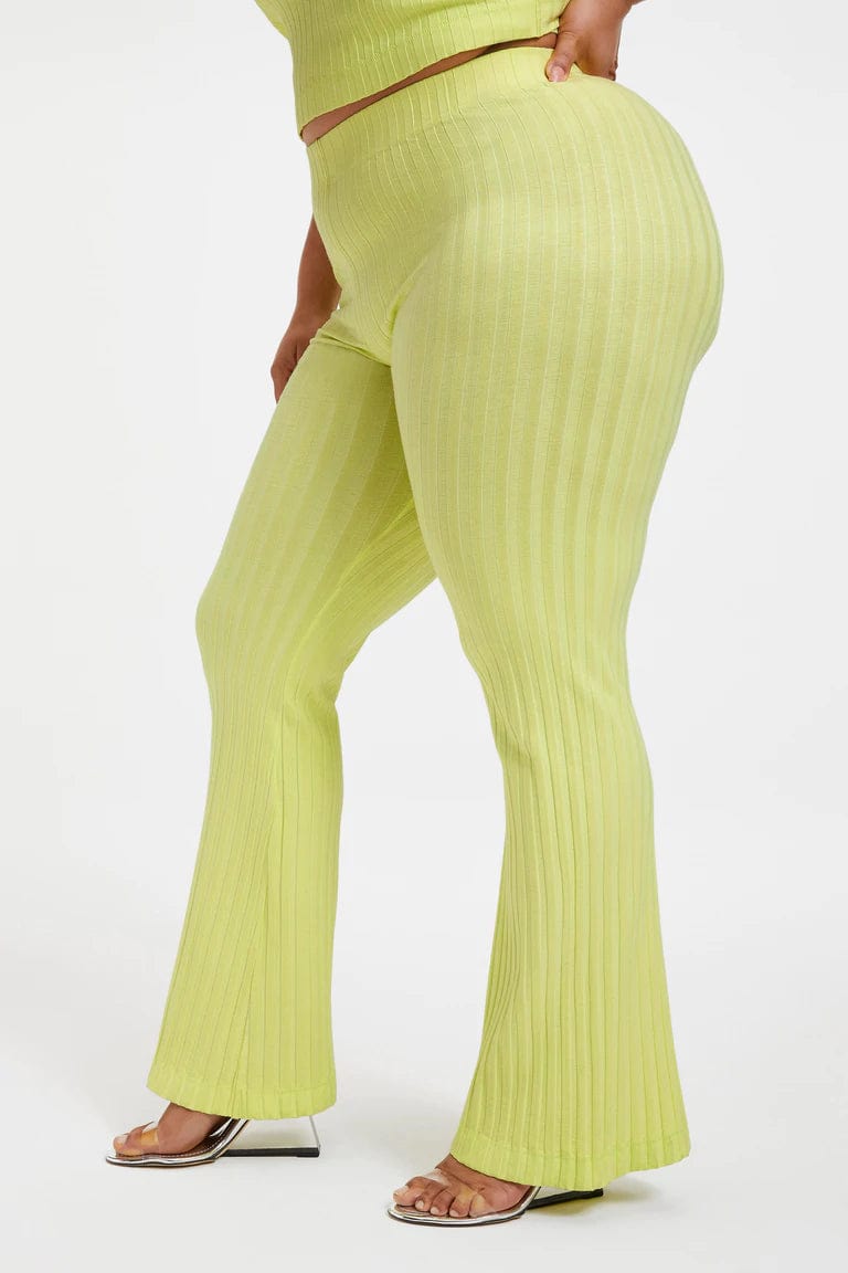 Ribbed Zip Hem Pant Key Lime, Bottoms by Good American | LIT Boutique